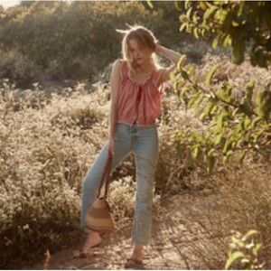 DÔEN TRAVELER TOP -- CERISE PARIS GINGHAM size: Small